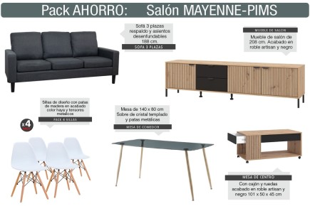 Pack Ahorro muebles de salón MAYENNE en ATRAPAmuebles