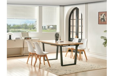 Mesa de jantar retangular 160/200x90 com pernas pretas ao MELHOR PREÇO