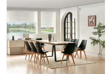 Mesa de jantar retangular 160/200x90 com pernas pretas ao MELHOR PREÇO