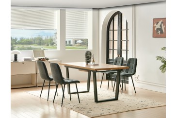 Mesa de jantar retangular 160/200x90 com pernas pretas ao MELHOR PREÇO