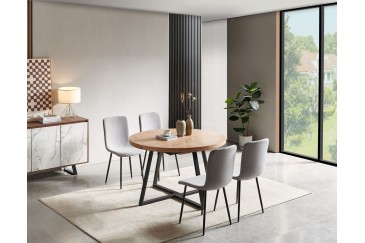 Mesa de jantar circular extensível com pernas metálicas ao MELHOR PREÇO