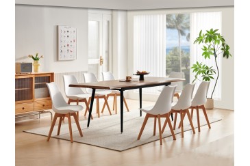 Mesa de jantar extensível 160/220x90 com pernas pretas ao MELHOR PREÇO