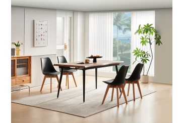 Mesa de jantar extensível 160/220x90 com pernas pretas ao MELHOR PREÇO