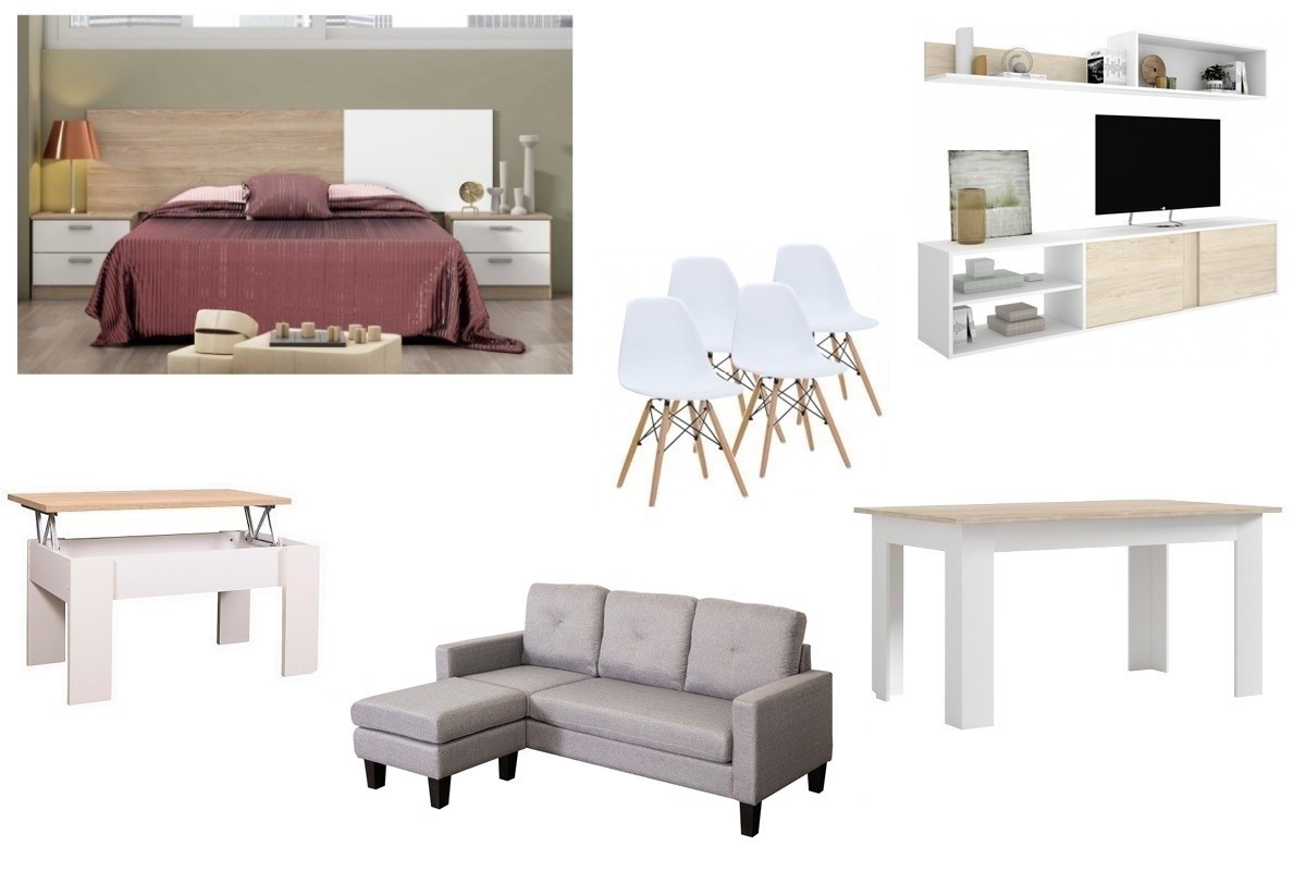 Apartamento completo 30 - ATLANTA PIMS COUPLE (CH Cinzento, Pack Mesa e Cadeiras Branco)