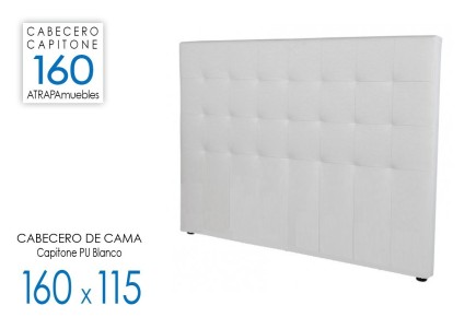 Pack AHORRO Cabecero Capitone Blanco 160 + 2 Mesitas COOPER