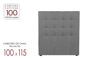 Pack AHORRO Cabeceira Capitone Tecido Cinzento 100 + 1 Mesa de apoio COOPER