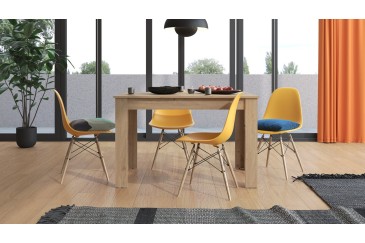 PACK Mesa HAMAR em carvalho + 4 cadeiras brancas NORDIC design