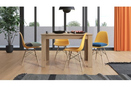 PACK Mesa HAMAR em carvalho + 4 cadeiras brancas NORDIC design