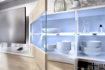 Mueble de salón UMA LEDS en color roble al MEJOR PRECIO