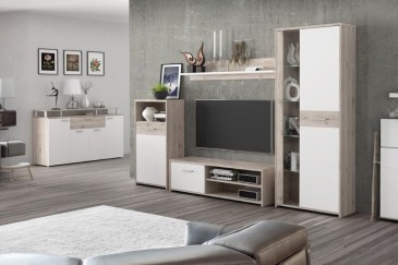 Mueble de salón - comedor moderno GULADA Roble y Blanco al MEJOR PRECIO