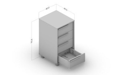 Secretária pedestal 4 gavetas MAIA com rodízios