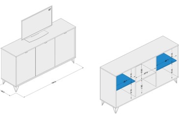 MONTREAL Aparador com 3 Portas Branco ao melhor preço