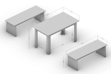 Comprar Conjunto de jantar Arti: Mesa + 2 bancos em branco