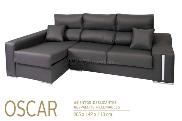 Sofá chaise lounge OSCAR em cinzento escuro ao MELHOR PREÇO