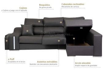 Chaiselongue direito OSCAR cinzento escuro (sNido1)