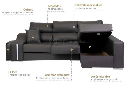 Chaiselongue Derecha OSCAR Gris Oscuro