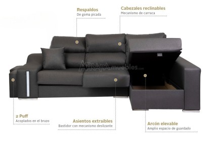 Chaiselongue Derecha OSCAR Gris Oscuro