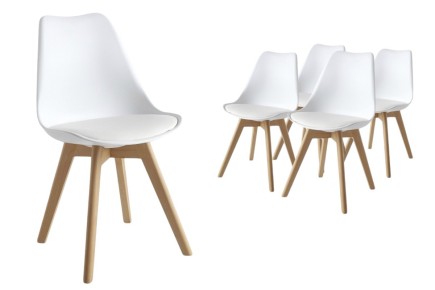 Conjunto de 4 cadeiras de design BEECH em branco