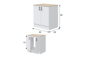 Mueble bajo de cocina (Fregadero) 80 cm con 2 Puertas