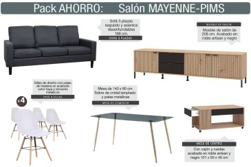 Pack Ahorro muebles de salón MAYENNE en ATRAPAmuebles