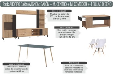 Pack Poupança em mobiliário de sala de estar Avignon em ATRAPAmuebles