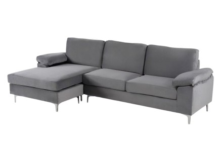 Sofá Chaiselongue 3 Plazas LUSINA Gris REVERSIBLE