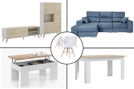 Pack POUPANÇA Sala NESS + Mesa TUSCANY + Sofá ARLEEN Azul