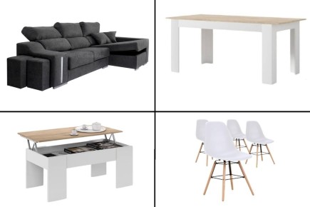 Pack POUPANÇA Sala: Mesa TUSCANY + Sofá OSCAR Dcha Cinza