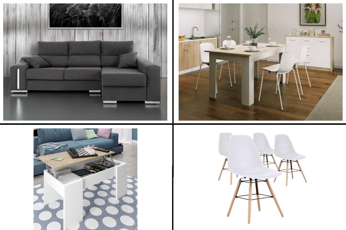 Pack AHORRO Salón: Mesa TUSCANY + Sofá OSCAR Dcha Gris