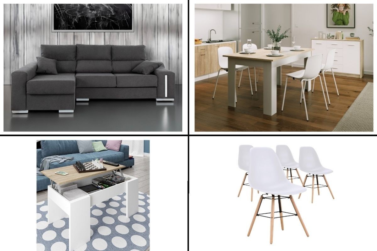 Pack AHORRO Salón: Mesa TUSCANY + Sofá OSCAR Izda Gris