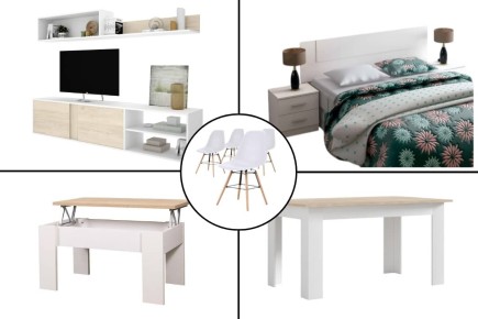 Piso completo 31 - ATLANTA ANNELI (Pack Mesa + 4 Sillas BLANCAS)