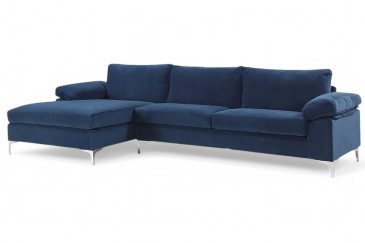 Sofá Chaiselongue 3 Plazas LUSINA Azul REVERSIBLE