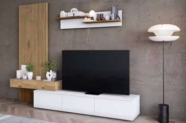 Mueble de salón TV DAPHNE Blanco y Roble