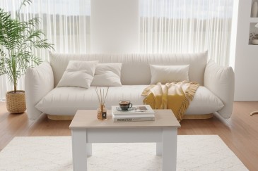 Mesa de centro elevable color Roble y Blanca al MEJOR PRECIO