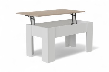 Mesa centro Elevable VIKA Roble y Blanco
