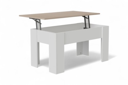 Mesa centro Elevable VIKA Roble y Blanco