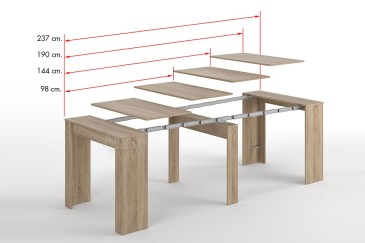 Mesa de jantar de consola extensível. 4 em 1 De mesa de consola a mesa extensível de 236 cm num único móvel.