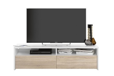 KIOTO TV Lounge Furniture em branco e carvalho canadiano ao MELHOR PREÇO