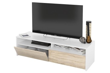 KIOTO TV Lounge Furniture em branco e carvalho canadiano ao MELHOR PREÇO