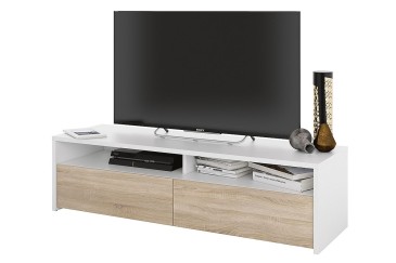 KIOTO TV Lounge Furniture em branco e carvalho canadiano ao MELHOR PREÇO