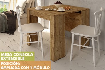 Mesa de jantar de consola extensível. 4 em 1 De mesa de consola a mesa extensível de 238 cm num único móvel.