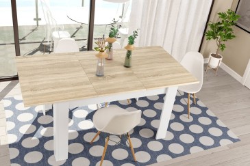 PACOTE de 1 mesa de centro extensível + 4 cadeiras TOWER em cor branca