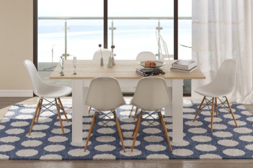 PACK Mesa MEDITERRANEO + 4 Sillas NORDIC Blancas diseño