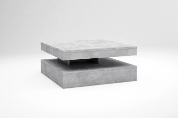 Mesa de centro quadrada giratória em cinzento cimento