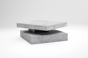 Mesa de centro quadrada giratória em cinzento cimento