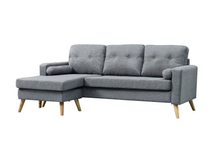 Sofá Chaiselongue Design 3P reversível em cor CINZA claro ao MELHOR PREÇO