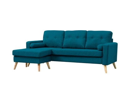 Sofá Chaiselongue Design 3P reversível em cor azul turquesa claro ao MELHOR PREÇO