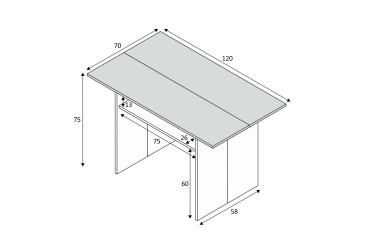 Mesa extensível 2 em 1 De mesa de consola a secretária extensível de 70 cm numa só peça de mobiliário