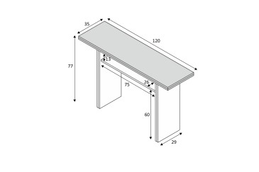 Mesa extensível 2 em 1 De mesa de consola a secretária extensível de 70 cm numa só peça de mobiliário