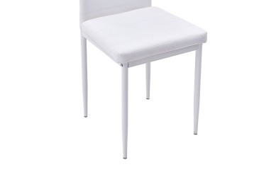 Conjunto de 4 cadeiras estofadas em pele branca